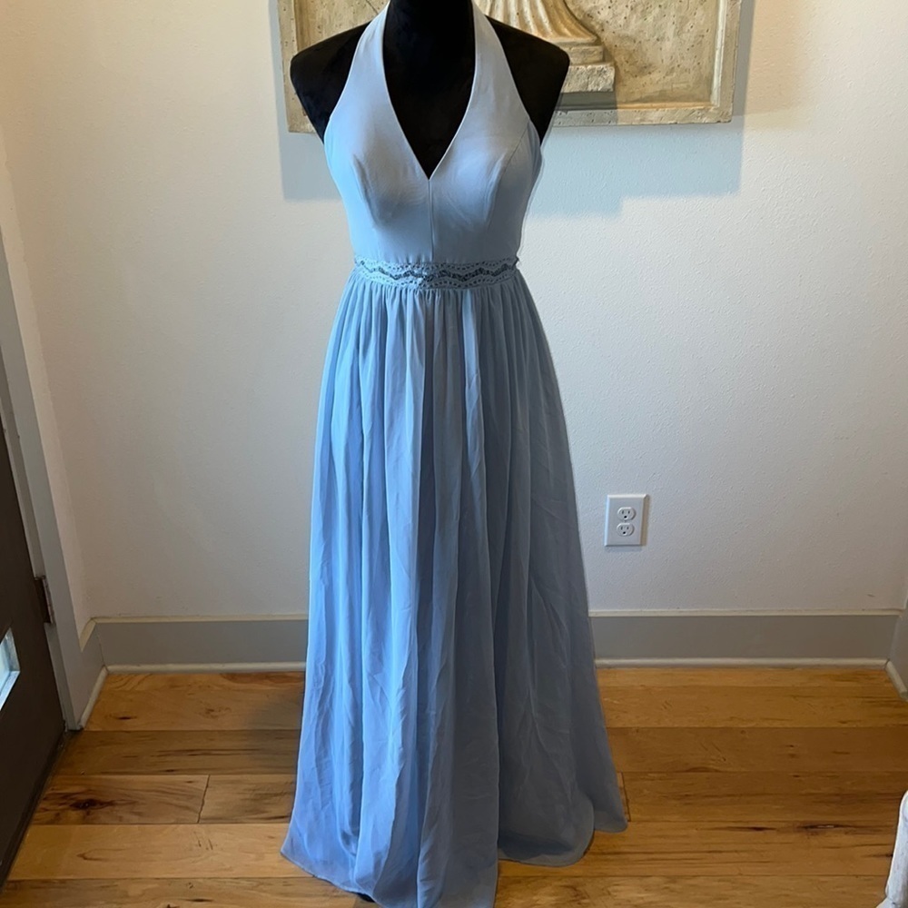 AZAZIE light blue halter long dress formal gown Sz 4‎